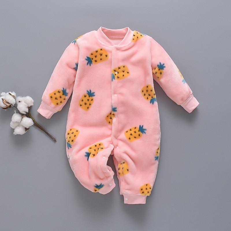 Newborn pink fleece pineapple-print romper Stevvex baby one-piece on Tampa Home & Garden Store