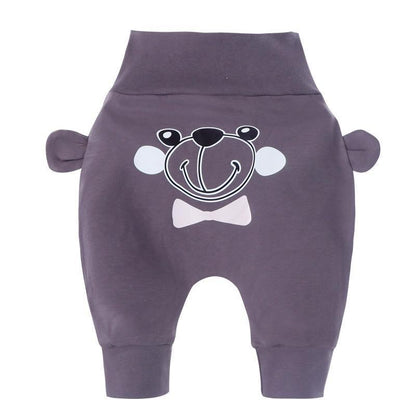 Baby pants Stevvex purple bear face graphic with bowtie and bear ears, toddler bottoms on Tampa Home & Garden Store