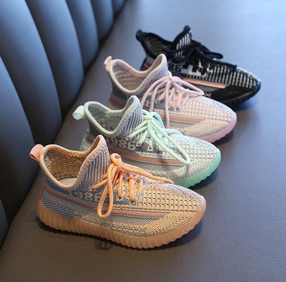 Stevvex toddler fashion sneakers in knit mesh, peach mint lavender and black, 4 pairs on Tampa Home & Garden Store