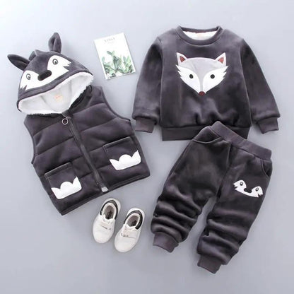 Bear Ear Hooded Baby Sweater Set for Autumn Wear