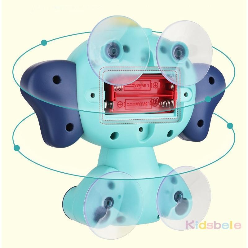 Stevvex baby learning colorful bath toy elephant with blue body and suction discs for water spray on Tampa Home & Garden Store