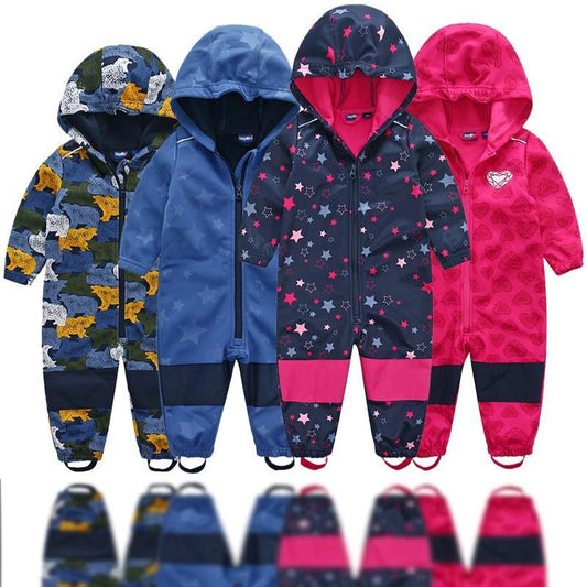Stevvex kids ski suit set; multi-color waterproof soft-shell jumpsuits with fleece lining on Tampa Home & Garden Store