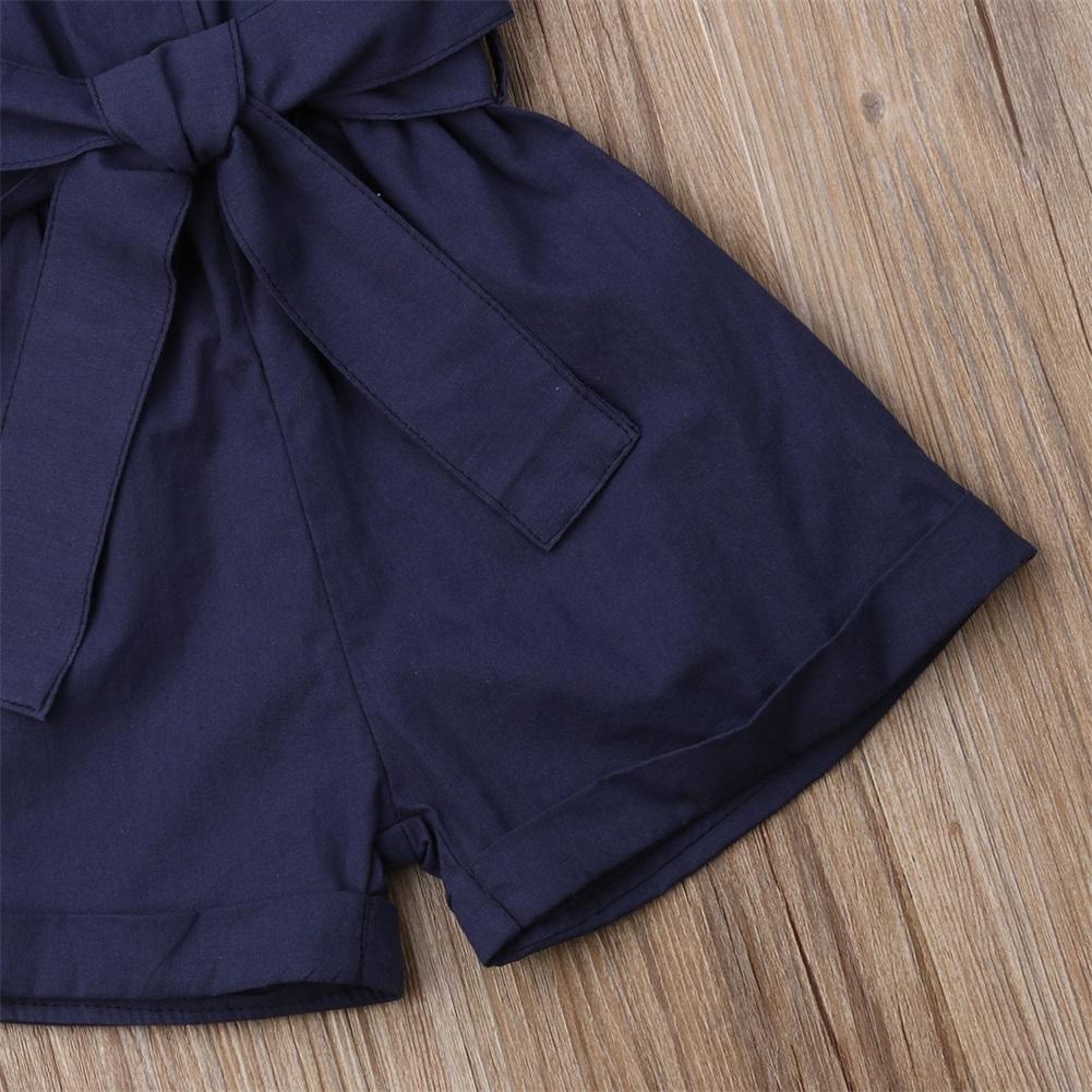 Navy romper jumpsuit for kids with waistband drawstring and tied belt Stevvex on Tampa Home & Garden Store