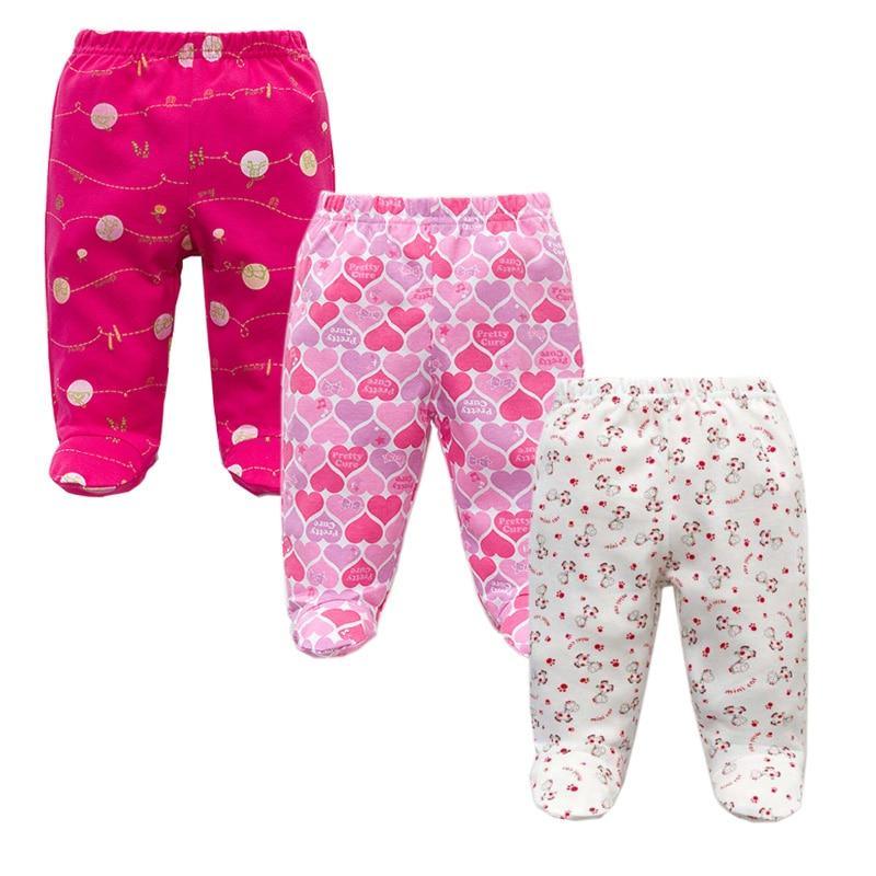 3pc baby pants set 100% cotton Stevvex: magenta pants with gold circles, pink hearts, white florals on Tampa Home & Garden Store