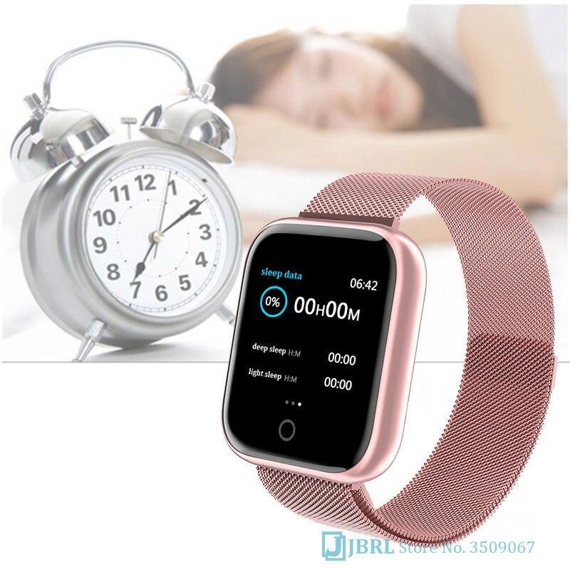 Stevvex smart watch rose gold mesh band square display sleep data Android IOS on Tampa Home & Garden Store