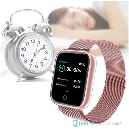 Stevvex smart watch rose gold mesh band square display sleep data Android IOS on Tampa Home & Garden Store