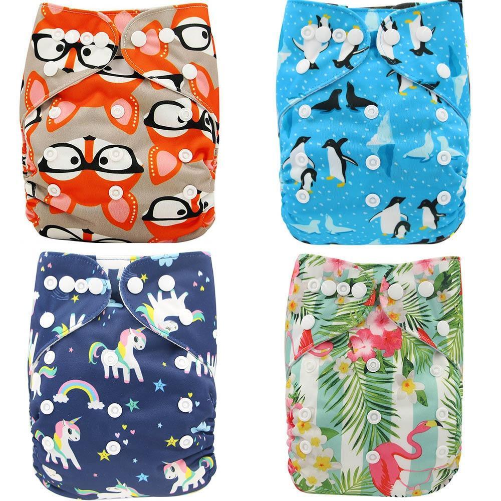 Stevvex baby cloth diapers 4-pack pocket nappies waterproof with unisex prints on Tampa Home & Garden Store