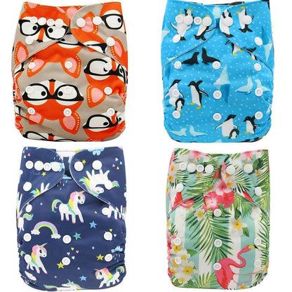 Stevvex baby cloth diapers 4-pack pocket nappies waterproof with unisex prints on Tampa Home & Garden Store