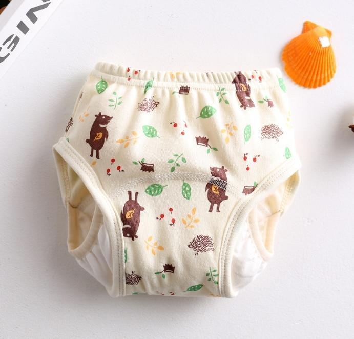 Stevvex 8-layer reusable baby cloth diaper pants with leakproof sides bears and leaves pattern on Tampa Home & Garden Store