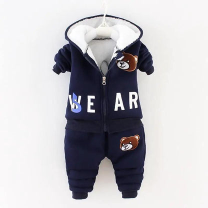 Bear Ear Hooded Baby Sweater Set for Autumn Wear