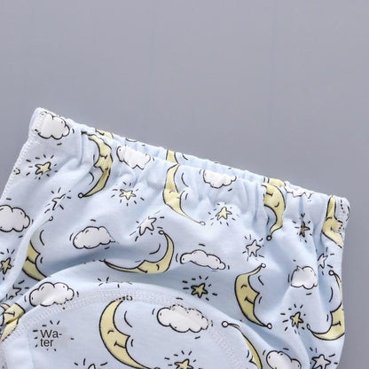 Baby training pants cloth diaper cover Stevvex, light blue moon and cloud print on Tampa Home & Garden Store