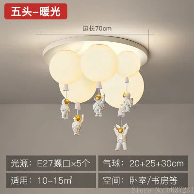DecorBites Kids Space Balloon LED Ceiling Lamp with five E27 bulbs, base, astronaut charms on Tampa Home & Garden Store