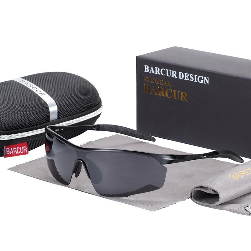 Stevvex aluminum sunglasses with polarized dark gray lenses, Barcur case and box on Tampa Home & Garden Store