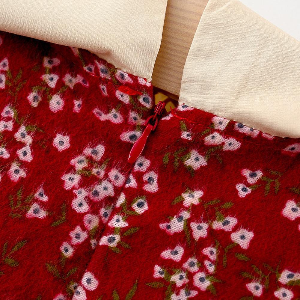 Stevvex Modern Retro Girl Dress red floral cotton with beige collar and red zipper on Tampa Home & Garden Store
