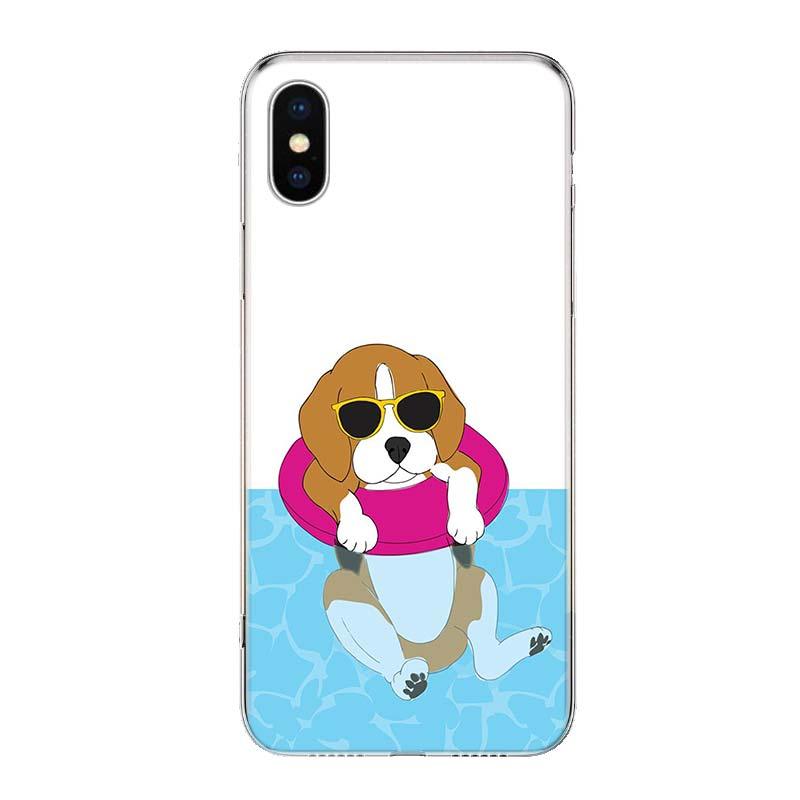 Beagle dog iPhone case with sunglasses on pink pool float over blue water, Stevvex on Tampa Home & Garden Store
