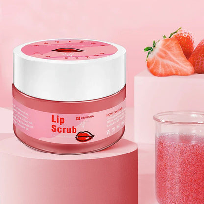 ENVISHA Lip Scrub jar in pink with white lid; sugar exfoliating mint lip care by Silcy Skin on Tampa Home & Garden Store