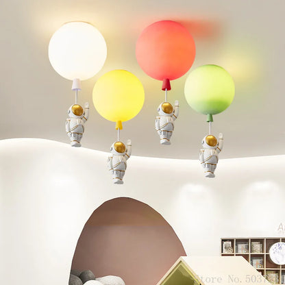 DecorBites Kids Space Balloon LED Ceiling Lamp with four astronauts holding colorful balloons on Tampa Home & Garden Store
