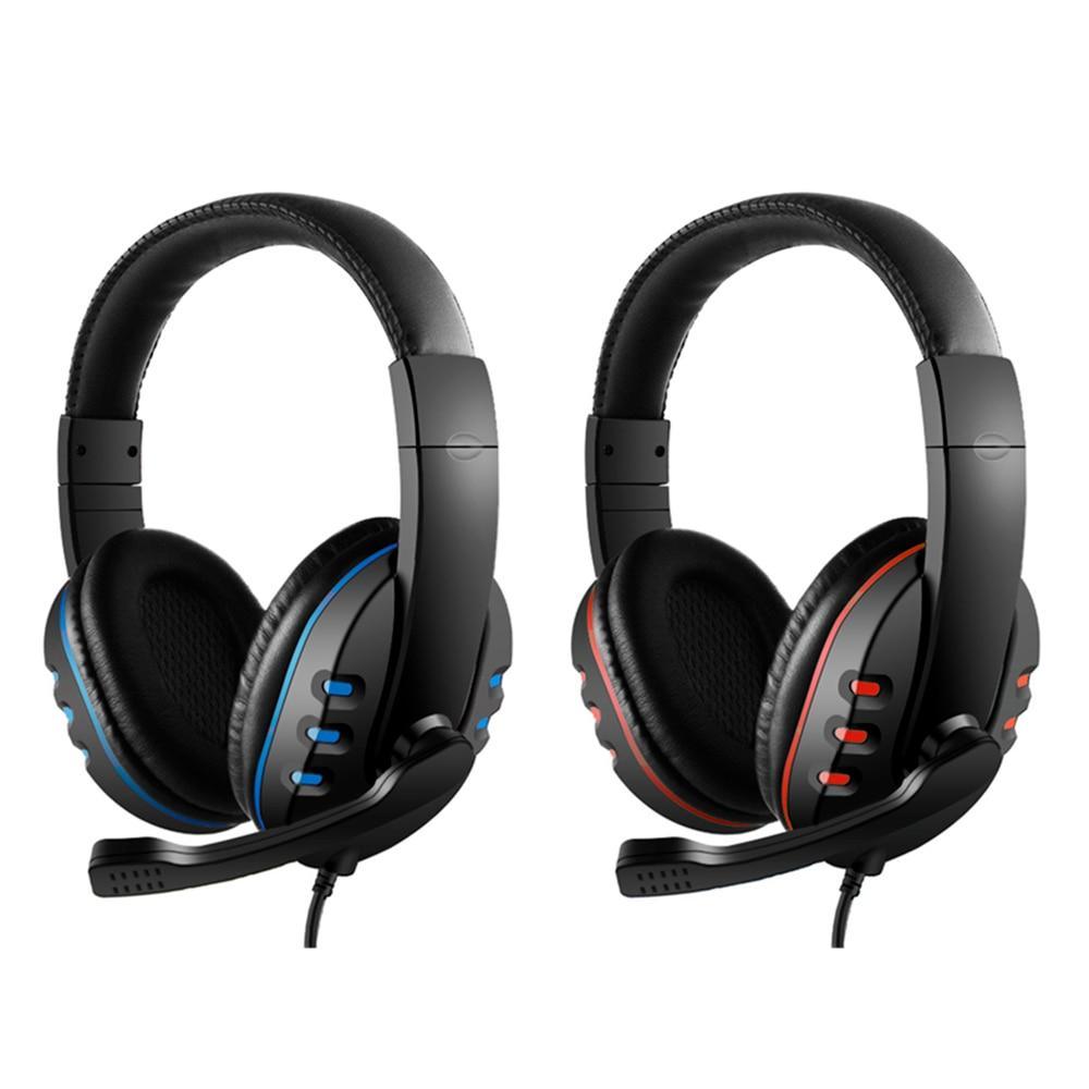Stevvex Gaming Headphones, wired 3.5mm headset with mic, blue/red accents on Tampa Home & Garden Store