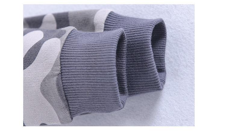 Baby hoodie Stevvex cuff in gray ribbed knit with camouflage on Tampa Home & Garden Store