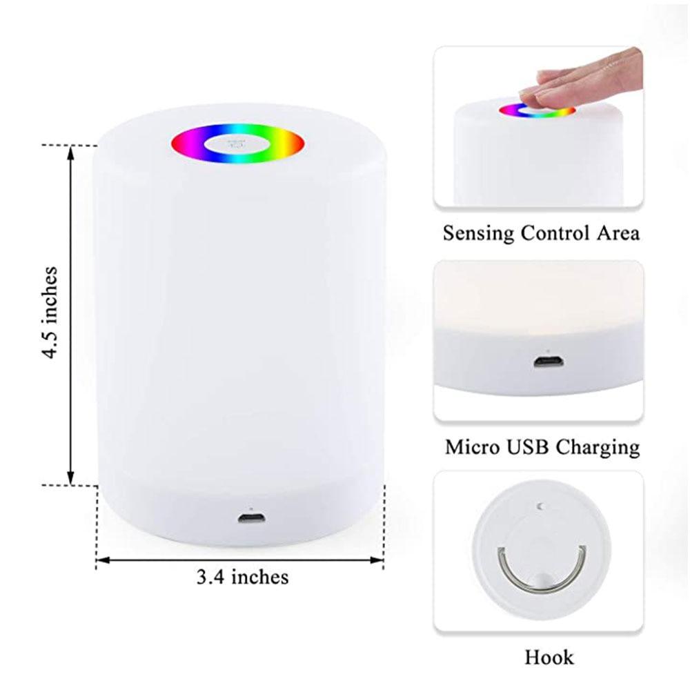 Smart USB bedside LED table lamp Stevvex in white with RGB touch ring, 4.5in high on Tampa Home & Garden Store