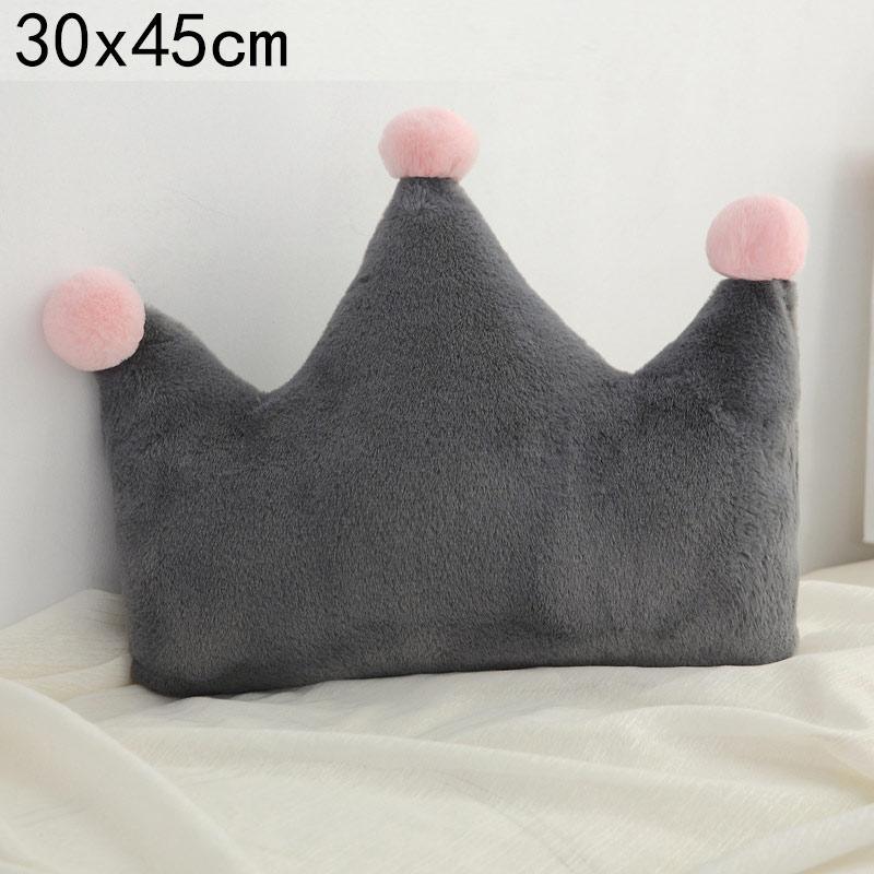Grey plush crown nursing pillow with pink pom-poms for newborns, baby room decor on Tampa Home & Garden Store