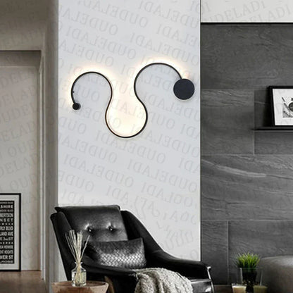 DecorBites LED aluminum wall lamp pair with curved black frame and warm ambient lighting on Tampa Home & Garden Store
