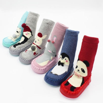 Indoor Sock Shoes newborn set Stevvex cotton baby socks with rubber soles, 6 animal designs on Tampa Home & Garden Store