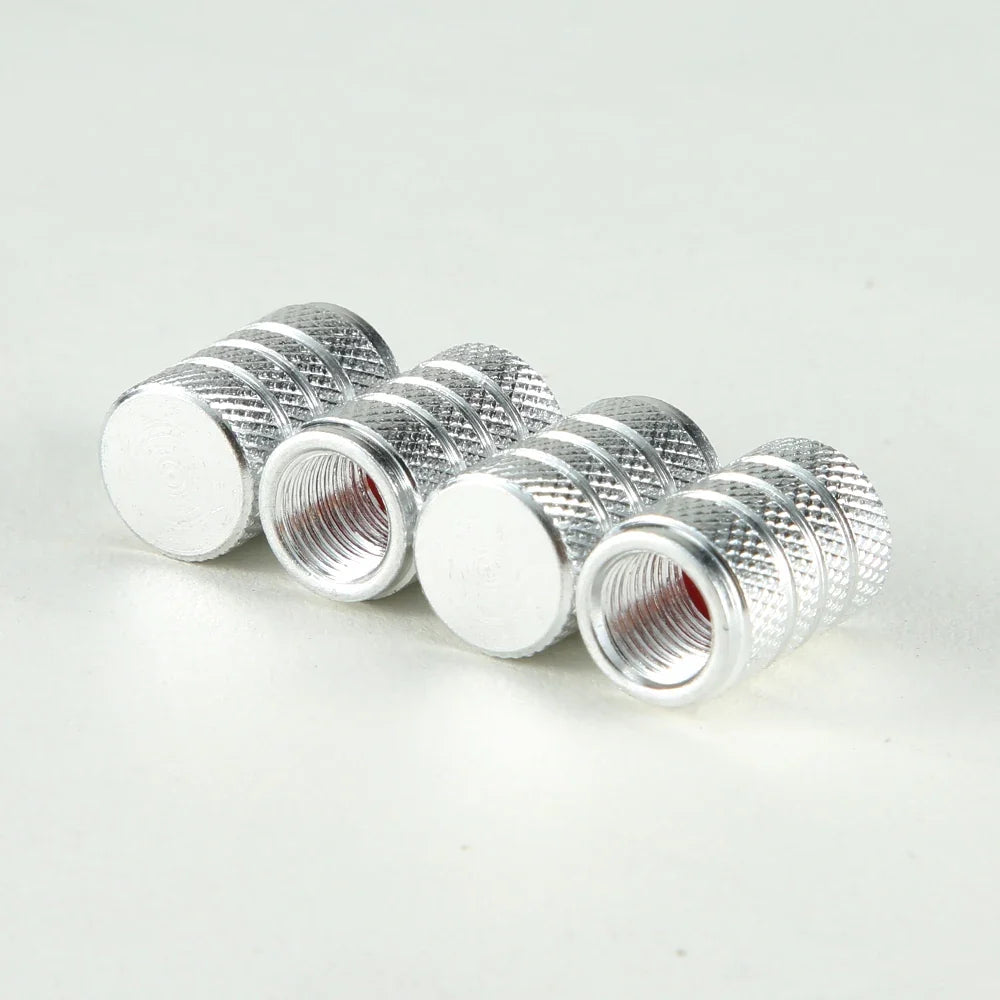 Valve stem caps 4-pack, knurled silver metal tire accessories by BikerZoneZ on Tampa Home & Garden Store