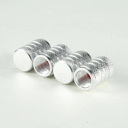 Valve stem caps 4-pack, knurled silver metal tire accessories by BikerZoneZ on Tampa Home & Garden Store
