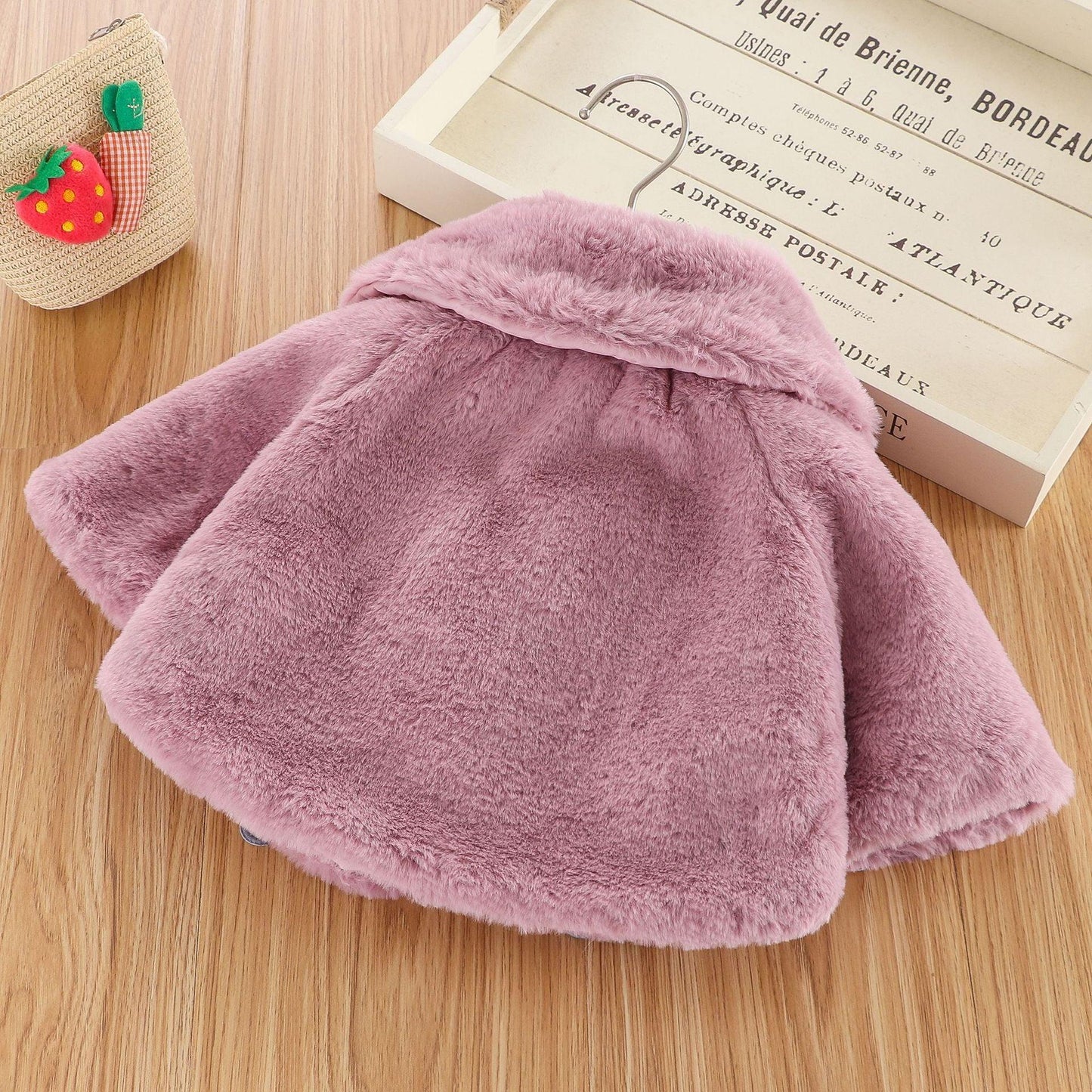 New luxury baby fur cloak jacket pink plush coat for girls Stevvex warm winter wear on Tampa Home & Garden Store