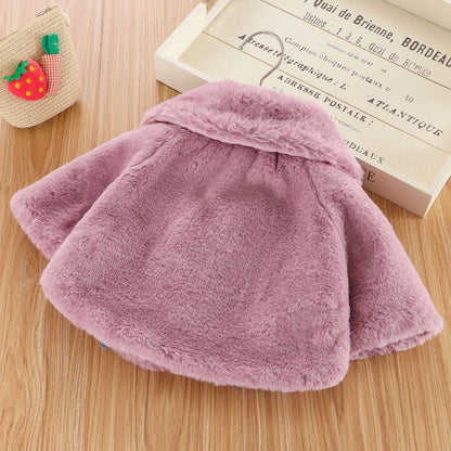 New luxury baby fur cloak jacket pink plush coat for girls Stevvex warm winter wear on Tampa Home & Garden Store