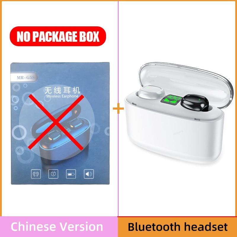 Stevvex wireless Bluetooth earphones with charging case; white and black mini in-ear buds on Tampa Home & Garden Store