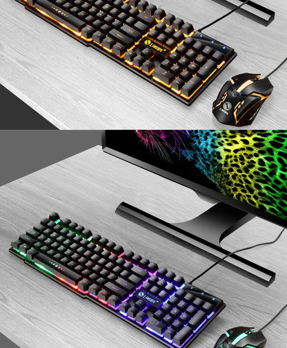 USB wired gaming keyboard and mouse set by FLIPSTYLEZLLC with rainbow RGB backlighting on Tampa Home & Garden Store