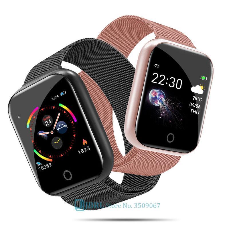 Stevvex square stainless steel smartwatch pair with black and rose gold mesh bands on Tampa Home & Garden Store