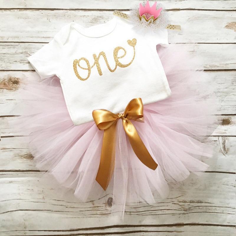 Unicorn tutu 4pc dress set by Stevvex with tee, pink tutu, gold bow and crown headband on Tampa Home & Garden Store