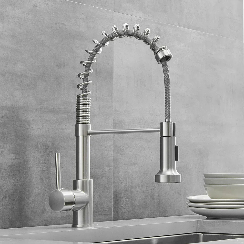 DecorBites kitchen faucet with nickel rotating pull-down sprayer on Tampa Home & Garden Store
