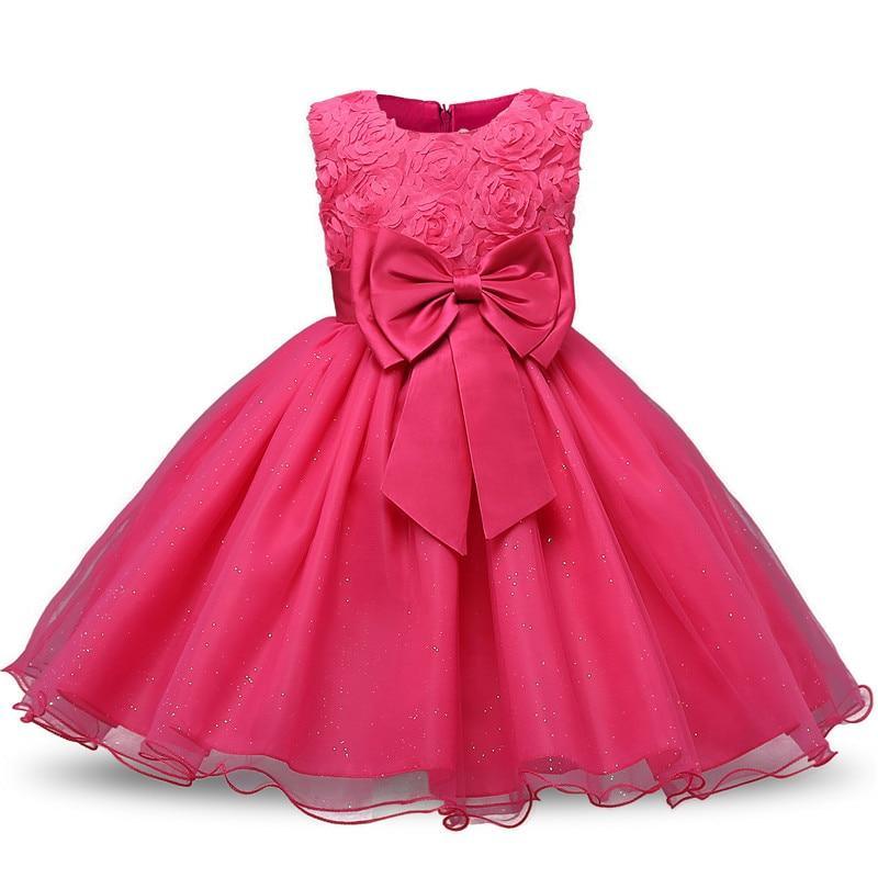Stevvex baby girls pink flower gown with large satin bow, glitter tulle skirt on Tampa Home & Garden Store