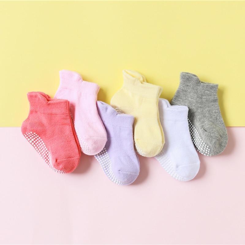 Cotton baby socks set, 6-pair non-slip boat low-cut with rubber grips, pastel colors on Tampa Home & Garden Store