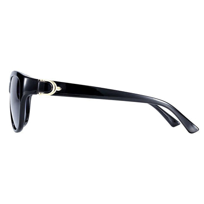 Stevvex gradient cat-eye sunglasses, black TR90 frame with gold temples, polarized UV protection on Tampa Home & Garden Store
