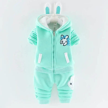 Bear Ear Hooded Baby Sweater Set for Autumn Wear