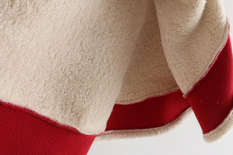 Stevvex New Year baby reindeer hooded parka with beige fleece lining and red outer trim on Tampa Home & Garden Store