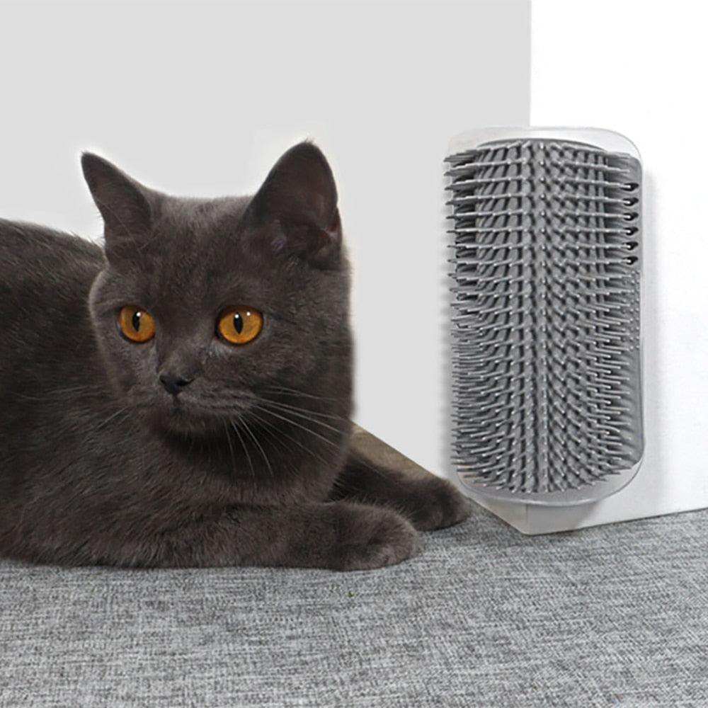 Stevvex cat massager brush, wall mounted grooming tool with soft bristles, gray on Tampa Home & Garden Store