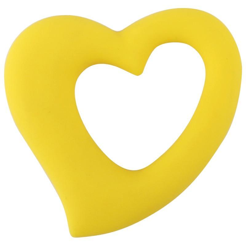 Stevvex baby silicone teether heart-shaped yellow with hollow center on Tampa Home & Garden Store