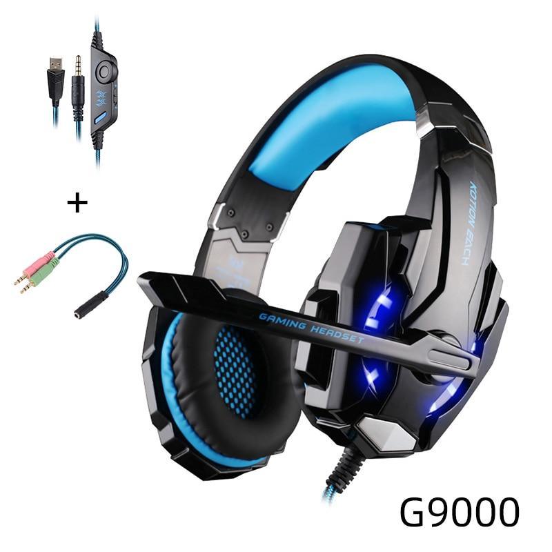 Stevvex ST10S4229HLI over-ear wired gaming headset with blue LED accents and mic G9000 on Tampa Home & Garden Store