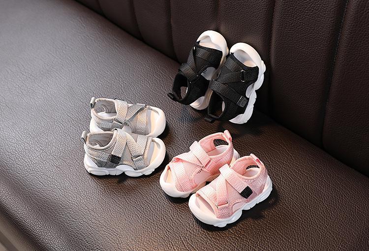 Baby unisex canvas sandals Stevvex in black gray and pink, 3 pairs for infants and toddlers on Tampa Home & Garden Store