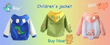 Kids winter down jackets 3-pack: blue dinosaur parka, green hooded coat, pink cat windbreaker on Tampa Home & Garden Store