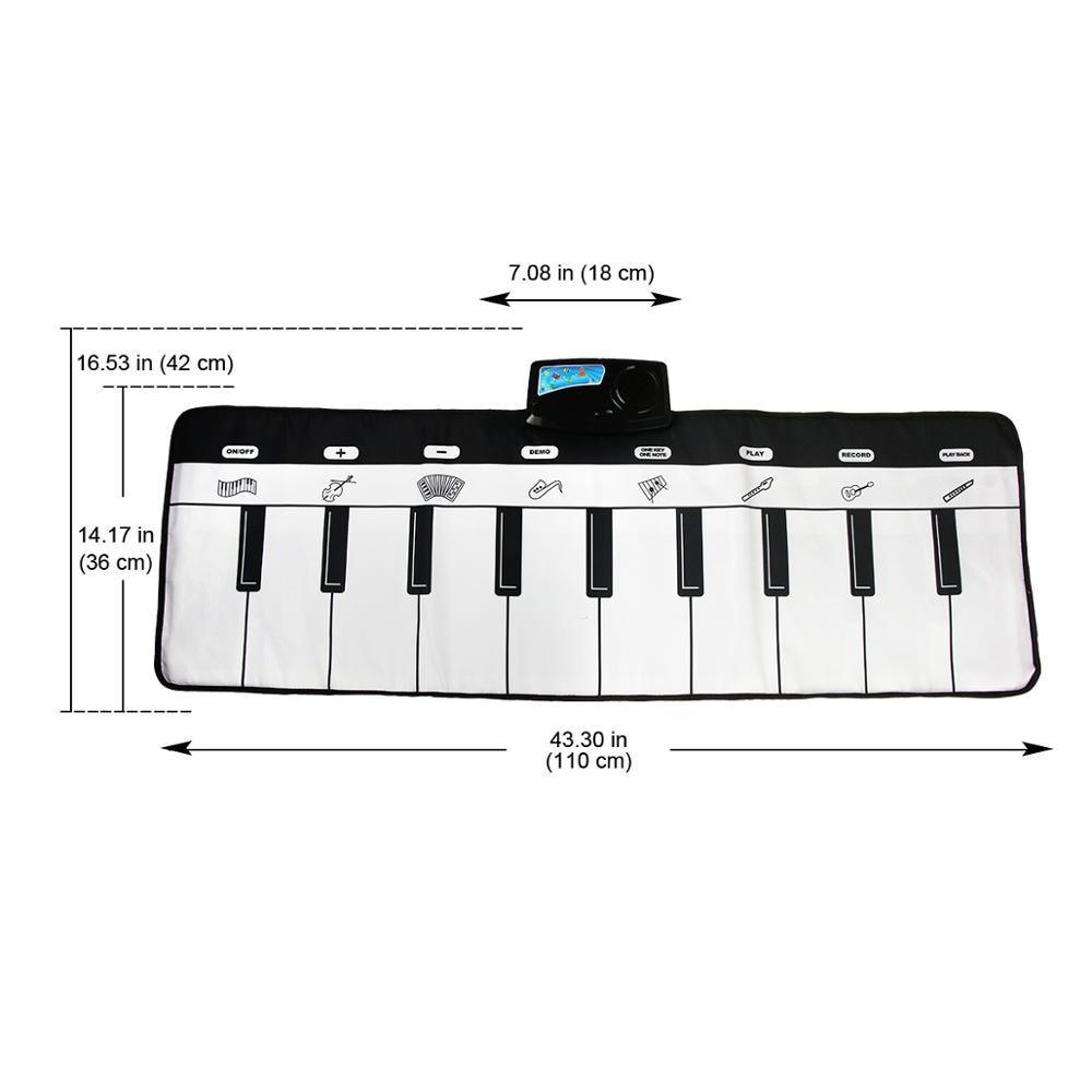 Piano keyboard play mat by Stevvex, large black-and-white fabric with learning sounds on Tampa Home & Garden Store