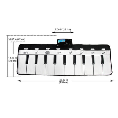 Piano keyboard play mat by Stevvex, large black-and-white fabric with learning sounds on Tampa Home & Garden Store