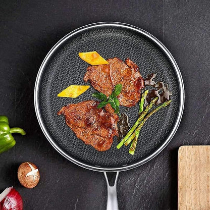 Moktan Sabai honeycomb-textured stainless steel frying pan with non-stick coating on Tampa Home & Garden Store