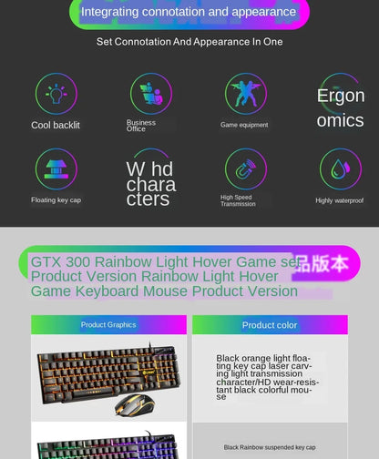 USB wired gaming keyboard and mouse set with rainbow LED backlighting; FLIPSTYLEZLLC on Tampa Home & Garden Store